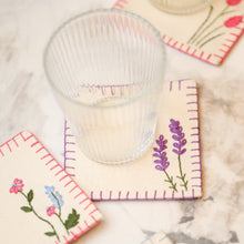 Load image into Gallery viewer, floral embroidery coasters