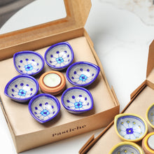 Load image into Gallery viewer, Blue Pottery Diya Gift - Flower