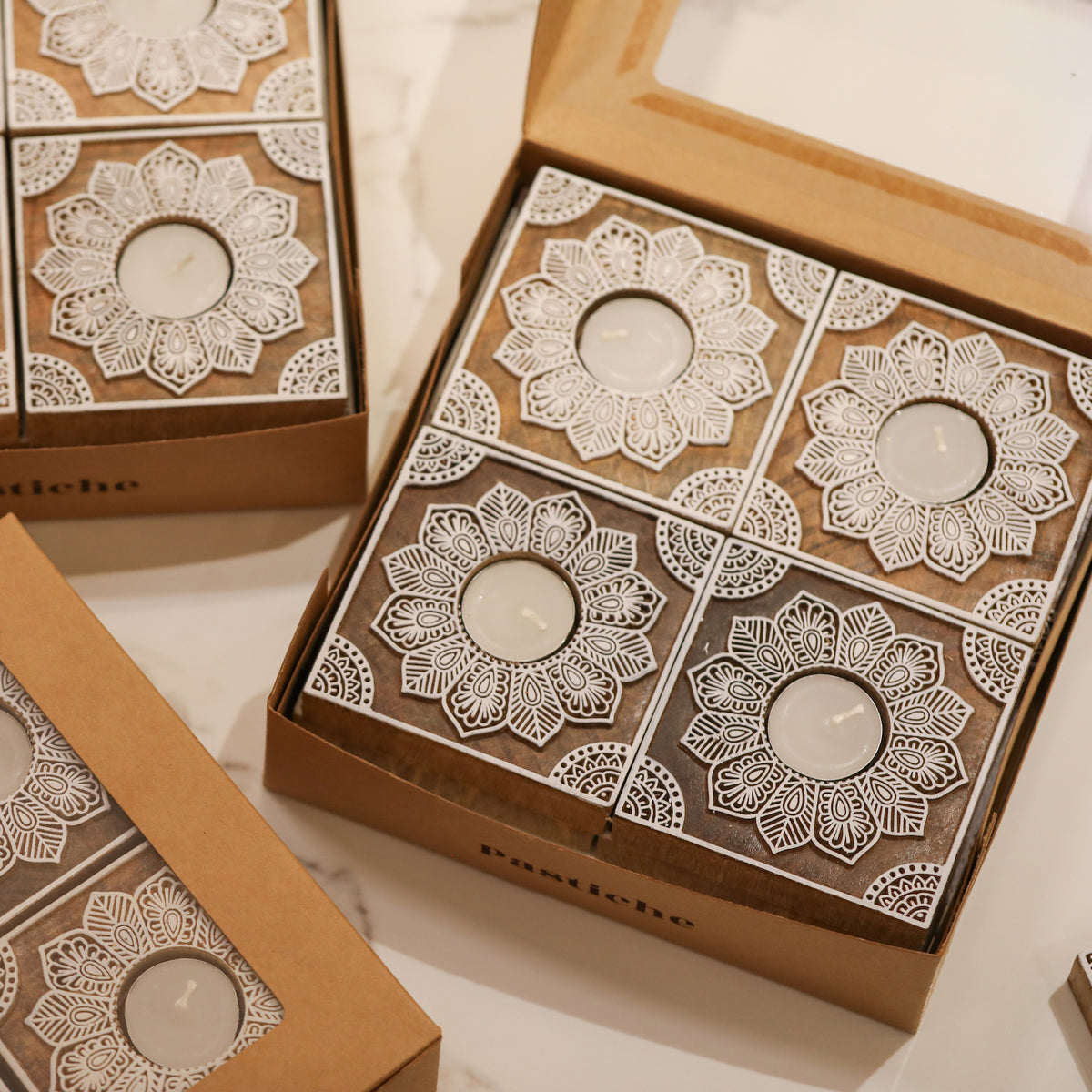 Square Block Tealight Gift Set Pastiche