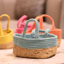 Load image into Gallery viewer, blue jute basket