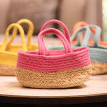 Load image into Gallery viewer, pink jute basket