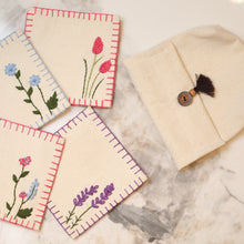 Load image into Gallery viewer, floral embroidery coasters