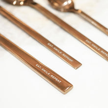 Load image into Gallery viewer, rose gold spoons with engraved text