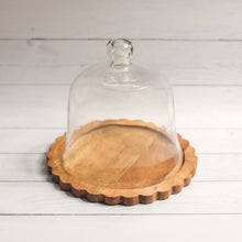 Load image into Gallery viewer, Wooden tray with a glass cloche