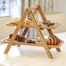 Load image into Gallery viewer, Wooden 2-Tier Serving Platter