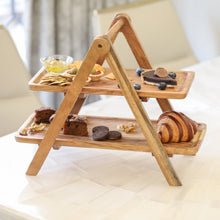Load image into Gallery viewer, Wooden platter with two levels