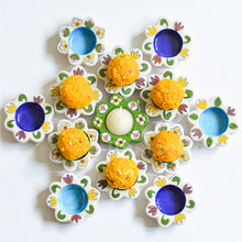 Load image into Gallery viewer, Handcrafted Blue Pottery Tea Light Holders, Top View