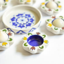 Load image into Gallery viewer, Handcrafted Blue Pottery Tea Light Holders, Detailed View