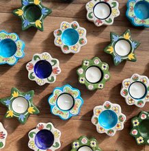 Load image into Gallery viewer, blue pottery tealight