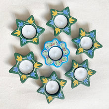Load image into Gallery viewer, blue pottery tealight