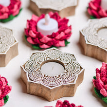 Load image into Gallery viewer, Flower Carved Block Tea-lights (Box of 2)