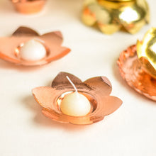 Load image into Gallery viewer, Copper Flower Tealight Holder (Set of 2)