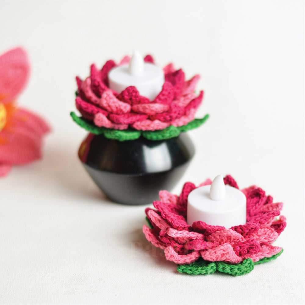 Crochet Lotus Tealight Holder Pastiche