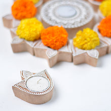 Load image into Gallery viewer, Diya Carved Block Tealight Holder