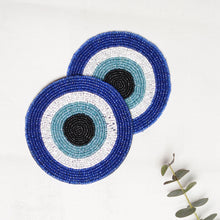 Load image into Gallery viewer, Evil Eye Beaded Coaster Set