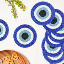 Load image into Gallery viewer, Evil Eye Beaded Coaster Set