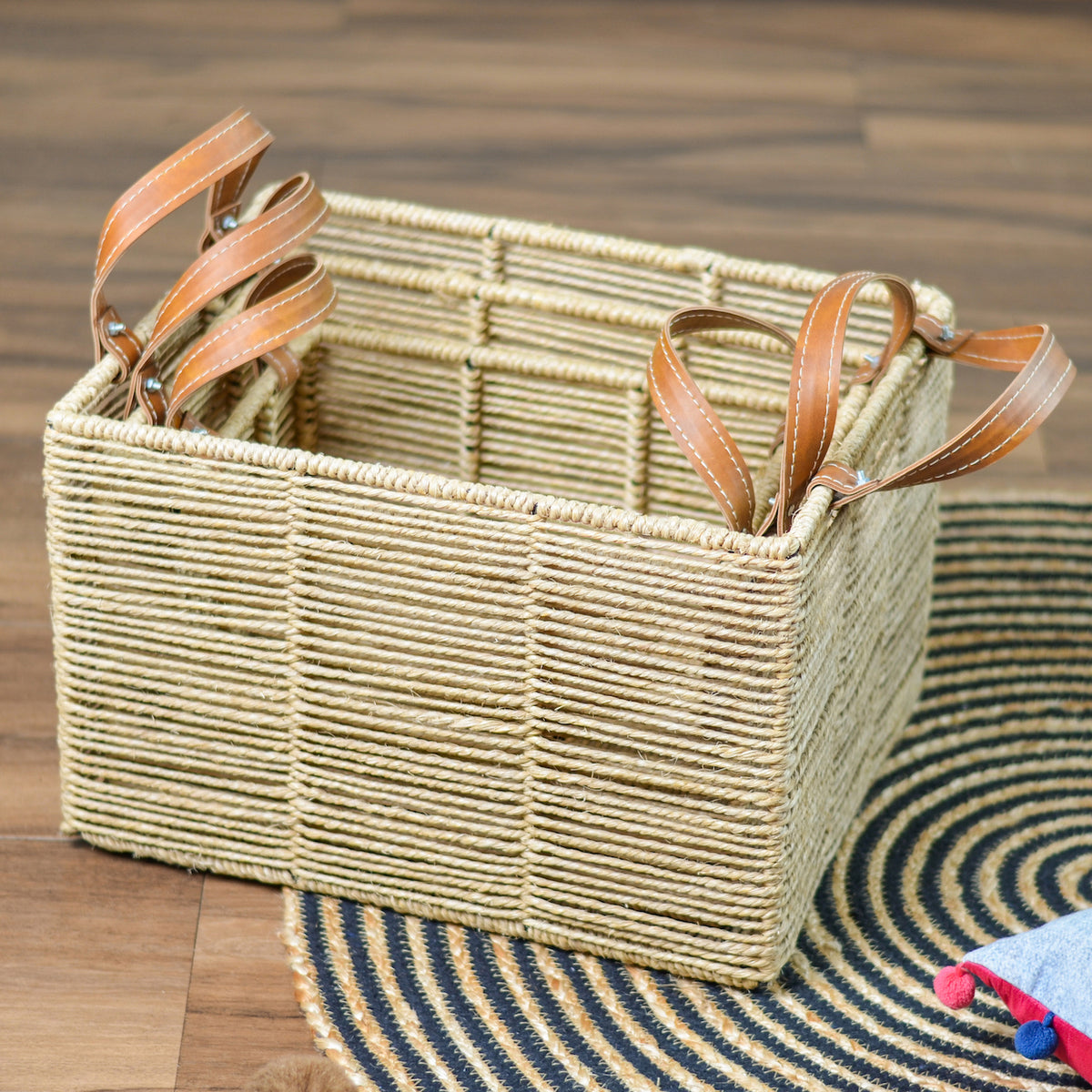 Handcrafted Jute Storage Baskets Versatile Organizers Pastiche by AK