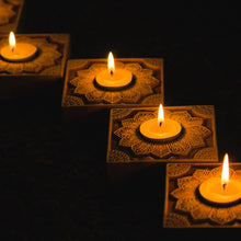 Load image into Gallery viewer, Square Carved Tea-lights (Box of 2)