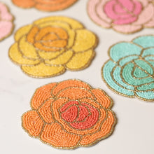 Load image into Gallery viewer, beads flower coaster orange
