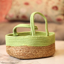 Load image into Gallery viewer, green jute basket
