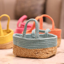 Load image into Gallery viewer, blue jute basket

