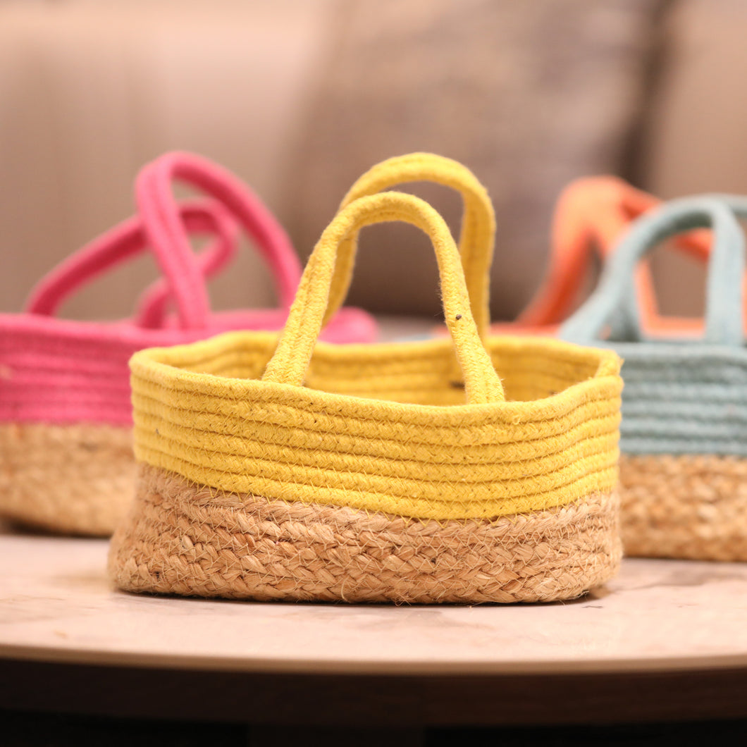 yellow jute basket