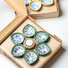 Load image into Gallery viewer, Blue Pottery Diya Set - Floret
