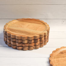 Load image into Gallery viewer, Wooden plates with a scalloped edge
