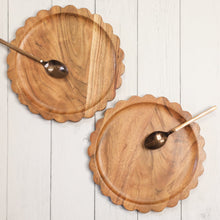 Load image into Gallery viewer, Wooden plates with a scalloped edge
