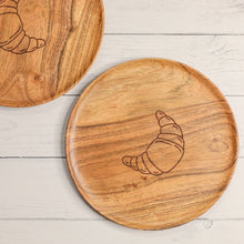 Load image into Gallery viewer, wooden plate with croissant design
