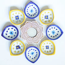 Load image into Gallery viewer, blue pottery diyas
