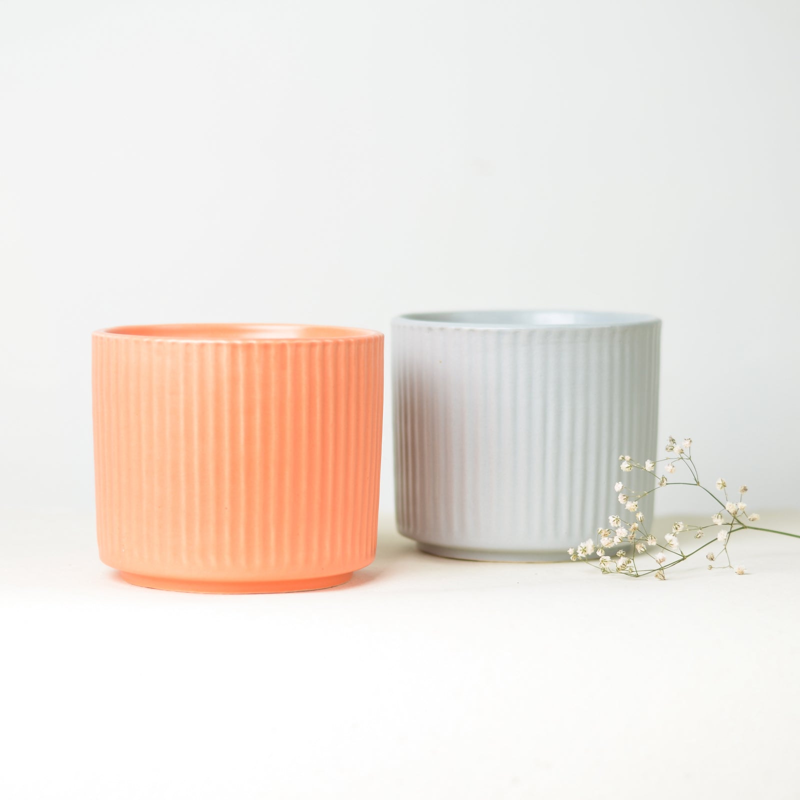 Textured Ribbed Ceramic Pot Ribbed Ceramic Planters | Handcrafted Pots & Planters | Pastiche by AK