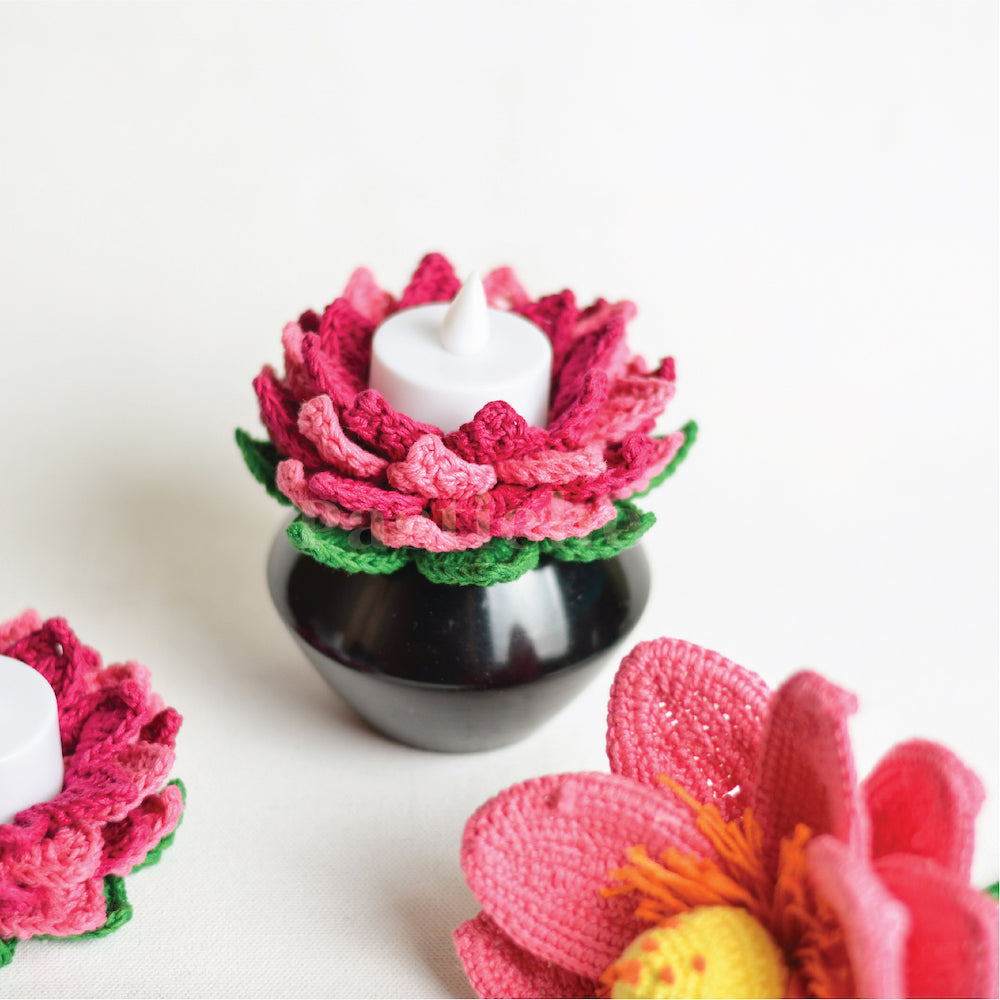 Crochet Lotus Tealight Holder - Main Image