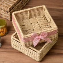 Load image into Gallery viewer, Square Handwoven Jute Basket
