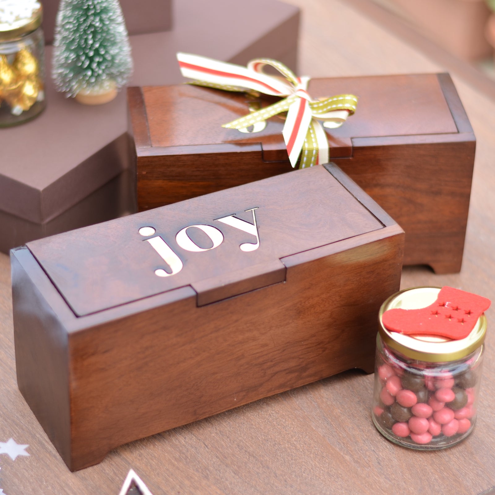 Handcrafted Wooden Joy Box with Brass Inlay | Thoughtful Gifting